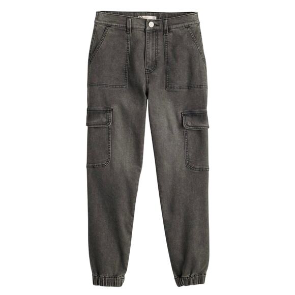 Black denim Cargo Jogger Jeans Y2K Grunge Streetwear Utility Pants Size Medium - Picture 2 of 8